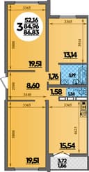 Планировка 86,83 м²