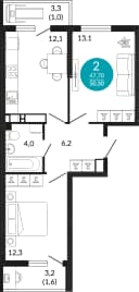 Планировка 50,4 м²